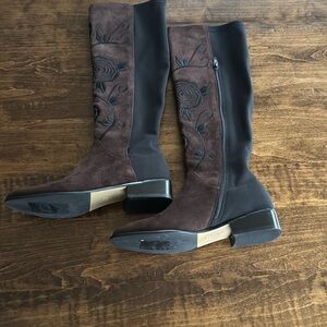 Van Eli Women's Brown Floral Pattern Knee Boots Size 6